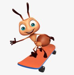滑板上的蚂蚁素材