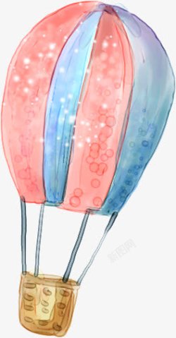 手绘彩色分层创意热气球素材