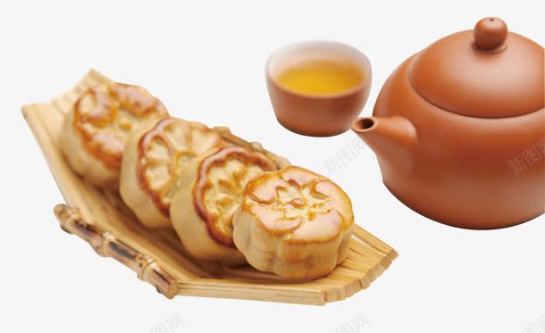 中秋节png免抠素材_新图网 https://ixintu.com 中秋节 月饼 茶具 茶文化