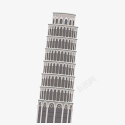 意大利文化一座扁平化的比萨斜塔矢量图高清图片
