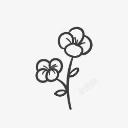 黑白花朵树枝卡通手绘花黑色小清新高清图片