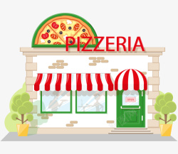 披萨店设计手绘扁平化披萨店高清图片