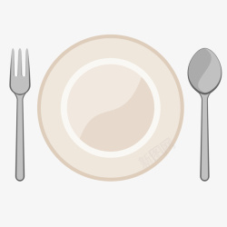 餐厅餐具一套扁平化的盘子和刀叉高清图片