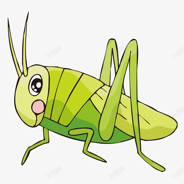 一只绿色小蟋蟀png免抠素材_新图网 https://ixintu.com 动物 卡通的 绿色的 蟋蟀