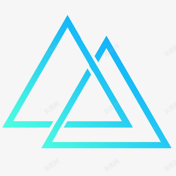 蓝色渐变边框叠加正三角形png免抠素材_新图网 https://ixintu.com 一个三角形 三角型 三角形 两个 几何图形 叠加 拼块 正三角形 渐变色 蓝色