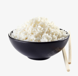 一次性筷子一大碗白色蒸米饭高清图片