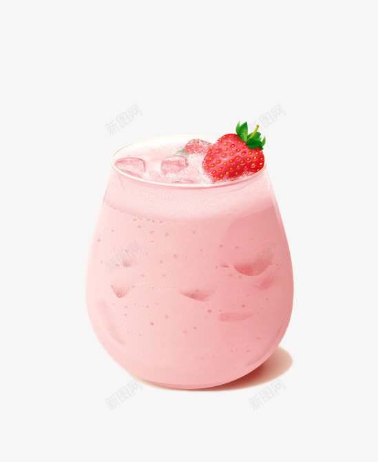 粉色草莓奶昔png免抠素材_新图网 https://ixintu.com 冰块 奶昔 甜品 粉色 草莓 饮料
