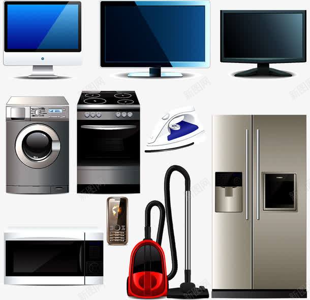 生活电器png免抠素材_新图网 https://ixintu.com 冰箱 吸尘器 微波炉 洗衣机 生活电器 电视机