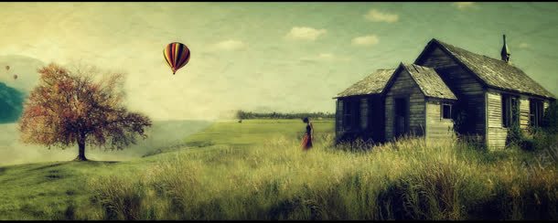 热气球草地房屋树木jpg设计背景_新图网 https://ixintu.com 房屋 树木 热气球 草地