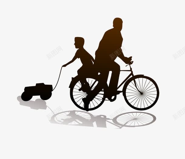 父子骑自行车png免抠素材_新图网 https://ixintu.com 单车剪影 手绘 父亲与儿子 父亲节 父亲节人物 父亲节剪影 父子 父子PNG图片 爸爸与儿子 骑自行车