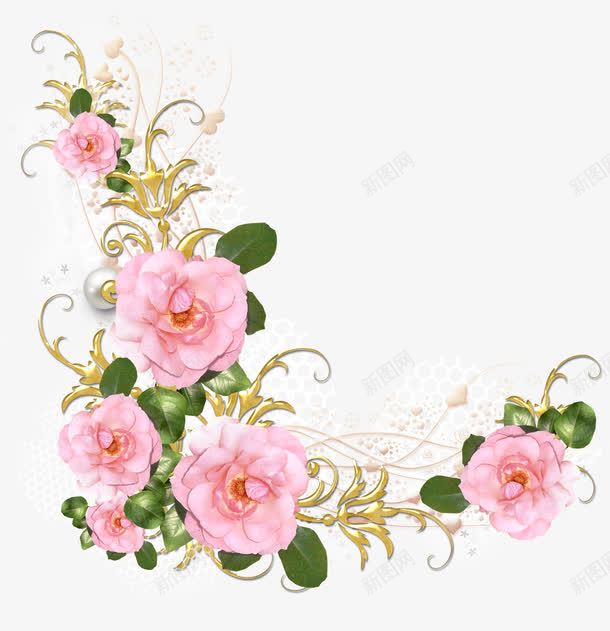 粉色玫瑰花png免抠素材_新图网 https://ixintu.com 玫瑰 粉色 花卉 花朵 花边 边框