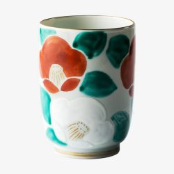 陶艺餐具日式清新花纹陶瓷杯高清图片