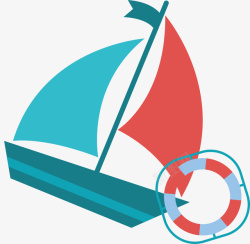 矢量彩色集装箱彩色帆船救生圈航海海运高清图片