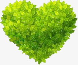 绿色卡通爱心形状树叶素材