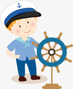 掌舵的小人海军装扮的掌舵水手矢量图高清图片