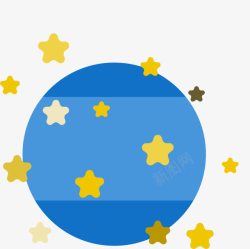 几何漂浮装饰圆淘宝圆蓝色月球星星图案高清图片
