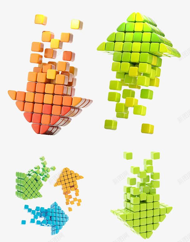 创意3D方块组成的立体箭头png免抠素材_新图网 https://ixintu.com 3D 小方块组成的箭头 方向标 立体 箭头 绿色箭头 蓝色箭头 黄色箭头