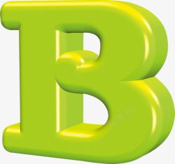 绿色立体可爱字母B素材