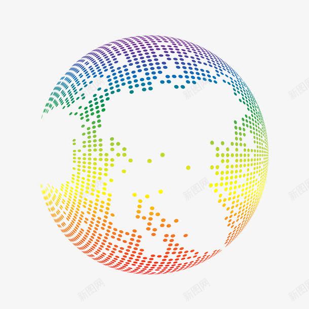 彩色点状地球组合png免抠素材_新图网 https://ixintu.com 商务 图案 彩色 渐变 点状 科技 组合 装饰