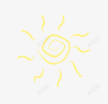 太阳png免抠素材_新图网 https://ixintu.com 卡通 太阳 手绘 粉笔画 黄色