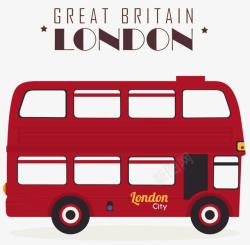 红色公交红色手绘伦敦双层城市巴士高清图片