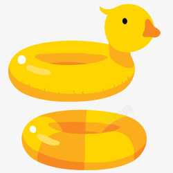 小鸭游泳圈卡通黄色的小鸭游泳圈矢量图高清图片