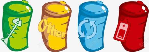 卡通四色分类回收箱png免抠素材_新图网 https://ixintu.com 分类 卡通 四色 回收箱 垃圾 垃圾染污 彩色 环保