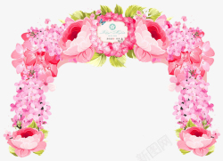 红色西式婚礼粉色婚礼鲜花拱门高清图片