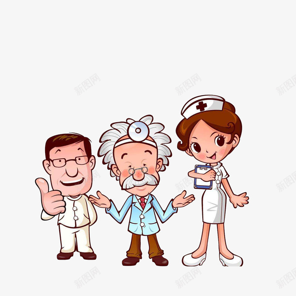 卡通病人点赞张手欢迎的医生psd免抠素材_新图网 https://ixintu.com 医生与患者 医生张手欢迎 友好的医患关系 护士小姐 病人竖大拇指
