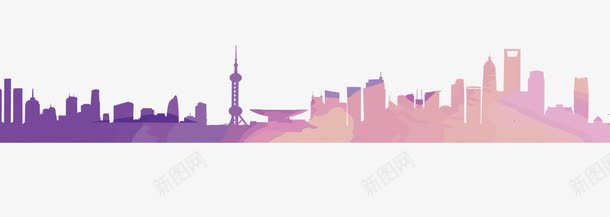 渐变上海城市剪影png免抠素材_新图网 https://ixintu.com PNG 上海 城市剪影 城市现代上海 建筑 渐变 红紫色