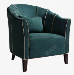 定制沙发边桌绒面绿色超纤皮休闲椅高清图片