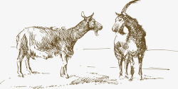 创意动物形象手绘山羊动物矢量图高清图片