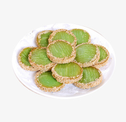 免抠芝麻饼产品实物绿茶饼高清图片