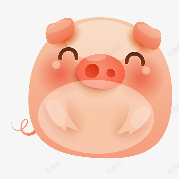 卡通小猪图标png_新图网 https://ixintu.com 卡通小猪 彩色底纹 扁平化 新年大吉 矢量图标 设计图