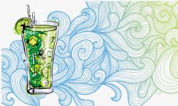 中国风杯子手绘夏季饮品高清图片