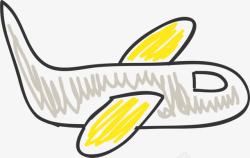 黄色手绘涂鸦飞机素材