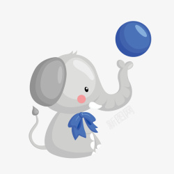 大象有趣手绘玩球可爱大象高清图片