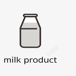 精致小瓶子灰色的牛奶的图标矢量图高清图片