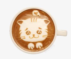 咖啡奶可爱小猫拉花高清图片