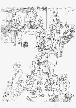 厨房灶台古代人物高清图片