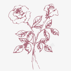 手绘粉玫瑰花玫瑰花素描矢量图高清图片