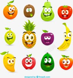 十二款卡通表情水果素材