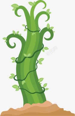矢量豆茎绿色卡通藤蔓植物高清图片