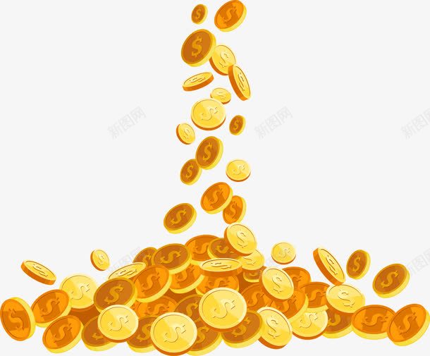 手绘掉落的金币png免抠素材_新图网 https://ixintu.com 手绘 掉落的金币 金币 金币堆