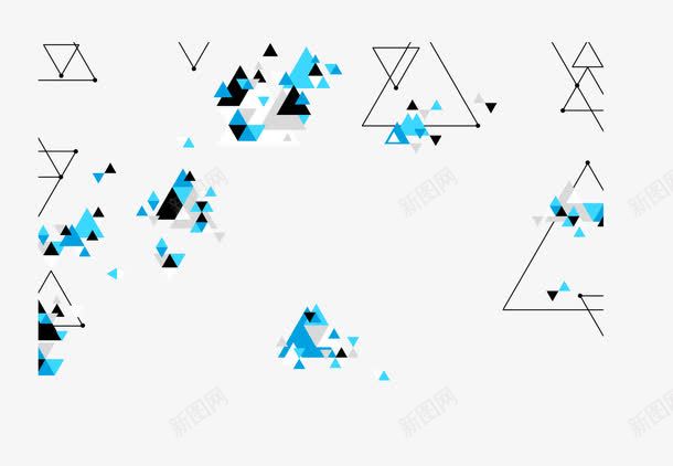 蓝色简约三角形png免抠素材_新图网 https://ixintu.com 三角形 免抠PNG 几何 科技 简约 蓝色 边框纹理