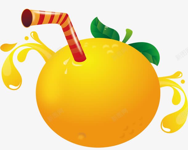 创意橙子贴纸png免抠素材_新图网 https://ixintu.com 包装 吸管 果实 果汁 标签 橙子 水果 贴纸 饮品 饮料