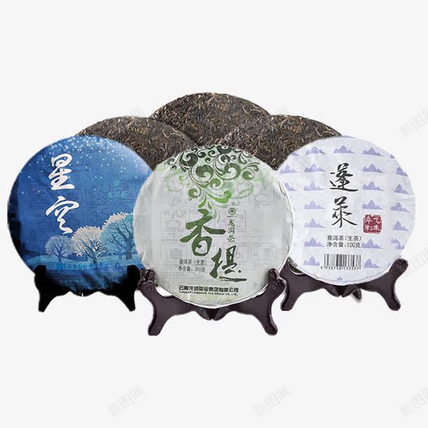 好多茶饼png免抠素材_新图网 https://ixintu.com 产品实物图 摆件 盘架 茶叶 茶饼