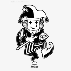 扑克joker卡通黑色简约小丑小王扑克王插画高清图片