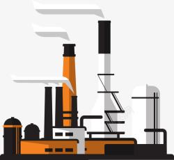 漫画图扁平化工厂废气排放图标高清图片