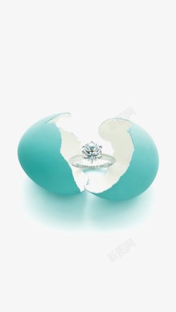 珠宝钻石戒指蓝色鸡蛋壳中的钻戒高清图片